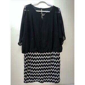 Perceptions New York Dress Black Silver and Gold Women size 18 Elegant